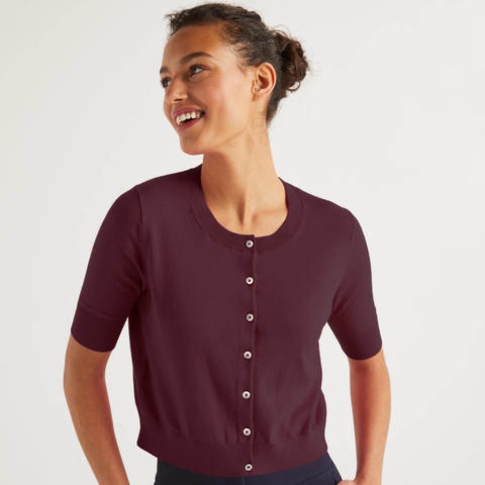 New Boden Favourite Crop Cardigan - Maroon
